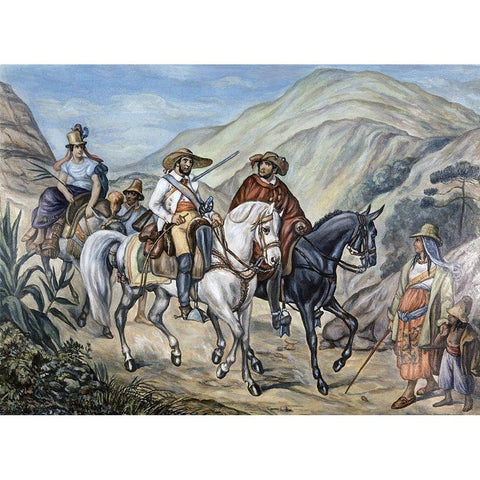 Residents of Minas Gerais Black Modern Wood Framed Art Print with Double Matting by Rugendas, Juan Mauricio