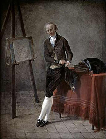 Artist Portrait Black Ornate Wood Framed Art Print with Double Matting by Sablet, Jacques Henri