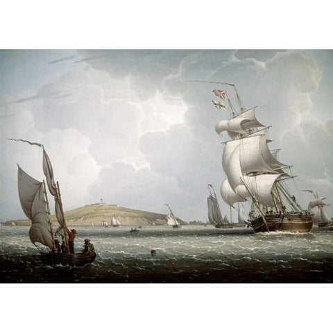 Boston Harbor Gold Ornate Wood Framed Art Print with Double Matting by Salmon, Robert