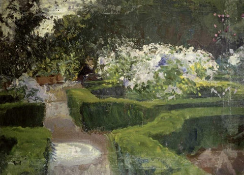 Garden at Granada White Modern Wood Framed Art Print with Double Matting by Sargent, John Singer
