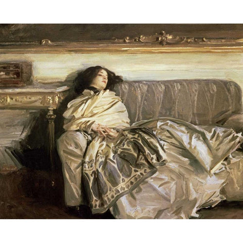 Repose White Modern Wood Framed Art Print by Sargent, John Singer