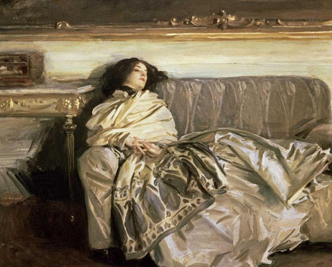 Repose White Modern Wood Framed Art Print with Double Matting by Sargent, John Singer