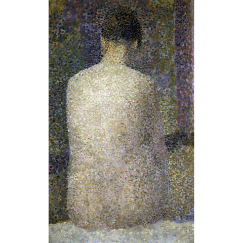 Pose From The Back Black Modern Wood Framed Art Print with Double Matting by Seurat, Georges