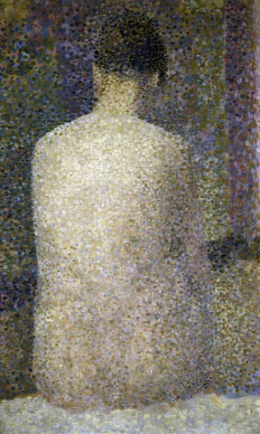 Pose From The Back White Modern Wood Framed Art Print with Double Matting by Seurat, Georges