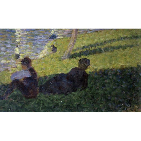 Study for A Sunday on La Grande Jatte I Black Modern Wood Framed Art Print with Double Matting by Seurat, Georges