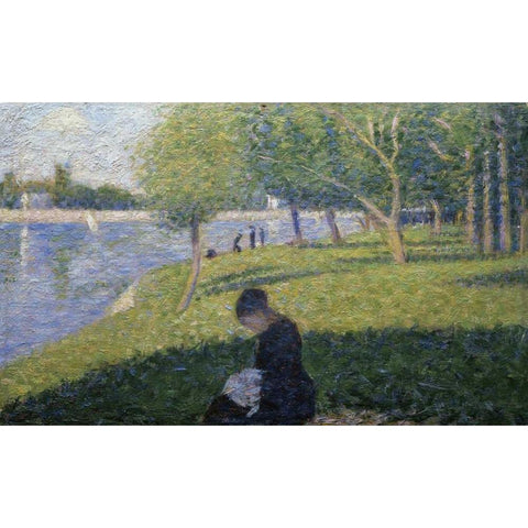 Study for A Sunday on La Grande Jatte II Black Modern Wood Framed Art Print with Double Matting by Seurat, Georges