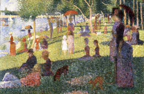 Sunday Afternoon On The Island of La Grande Jatte - Study Black Ornate Wood Framed Art Print with Double Matting by Seurat, Georges