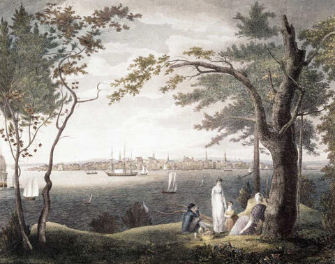 City of New York Black Ornate Wood Framed Art Print with Double Matting by Seymour, Samuel