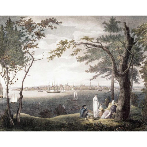 City of New York Black Modern Wood Framed Art Print with Double Matting by Seymour, Samuel