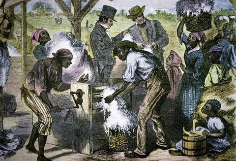The First Cotton Gin White Modern Wood Framed Art Print with Double Matting by Sheppard, William Ludwell