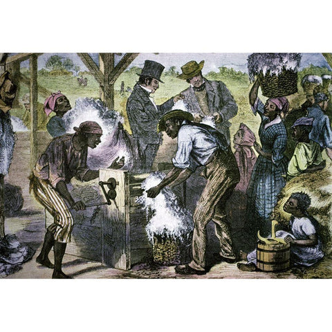 The First Cotton Gin White Modern Wood Framed Art Print by Sheppard, William Ludwell