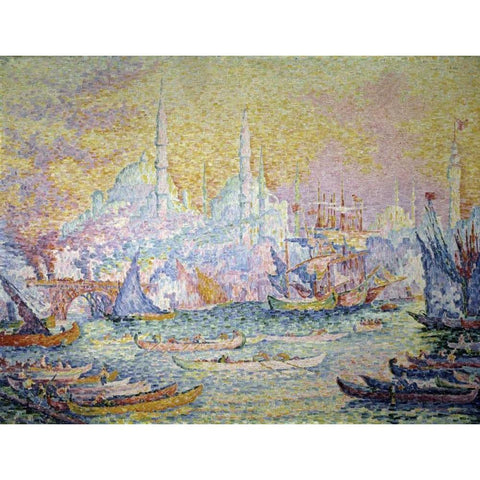 Istanbul Black Modern Wood Framed Art Print by Signac, Paul