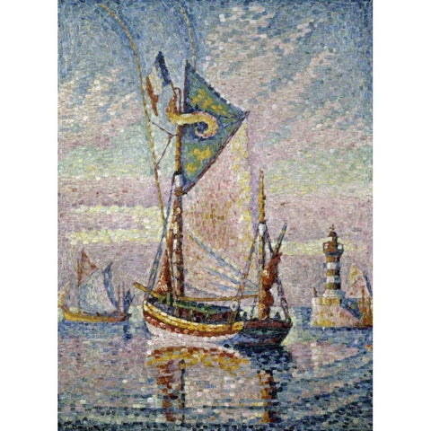 Le Pont De Cancarneau Black Modern Wood Framed Art Print by Signac, Paul