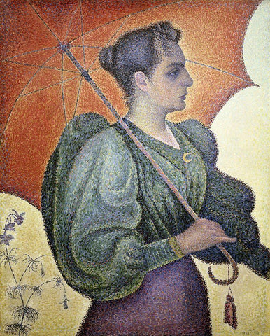 Portrait of Bertha Signac White Modern Wood Framed Art Print with Double Matting by Signac, Paul