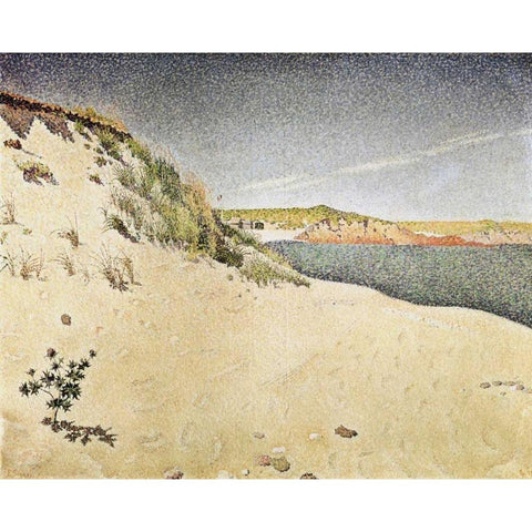 Sandy Ocean Beach Black Modern Wood Framed Art Print with Double Matting by Signac, Paul