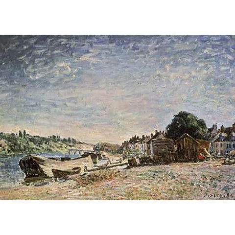 Bord De Riviere a Saint-Mammes White Modern Wood Framed Art Print by Sisley, Alfred