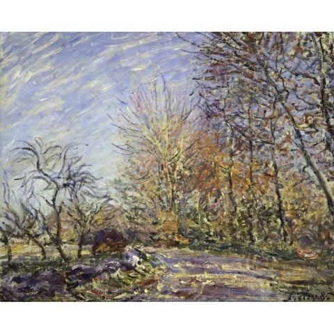 Outskirts of the Fontainbleau Forest Gold Ornate Wood Framed Art Print with Double Matting by Sisley, Alfred