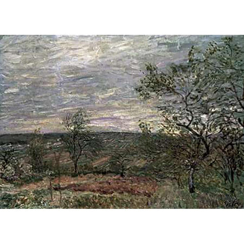 Windy Day In Vienna White Modern Wood Framed Art Print by Sisley, Alfred