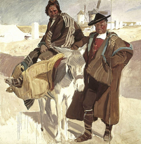 Typical Men of La Mancha Black Ornate Wood Framed Art Print with Double Matting by Sorolla y Bastida, Joaquin