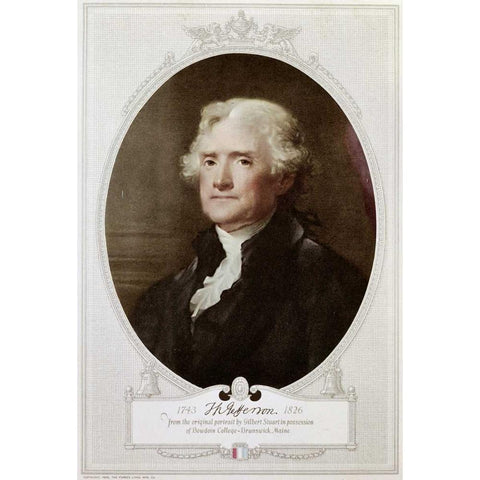 Thomas Jefferson Gold Ornate Wood Framed Art Print with Double Matting by Stuart, Gilbert