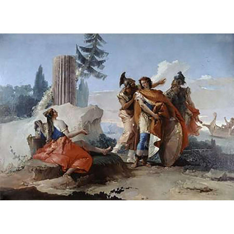 Armida Abandoned By Rinaldo Black Modern Wood Framed Art Print with Double Matting by Tiepolo, Giovanni Battista