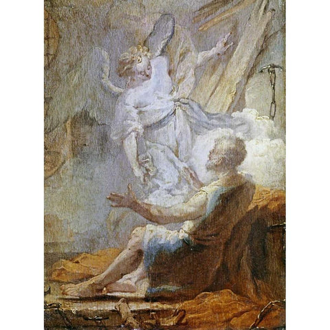 Liberation of Saint Peter Gold Ornate Wood Framed Art Print with Double Matting by Tiepolo, Giovanni Battista