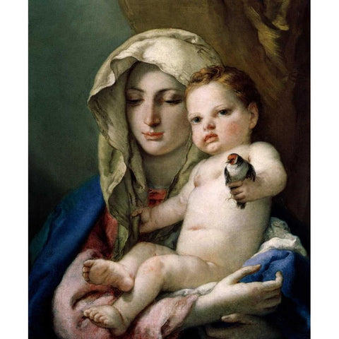 Madonna of the Goldfinch Black Modern Wood Framed Art Print with Double Matting by Tiepolo, Giovanni Battista