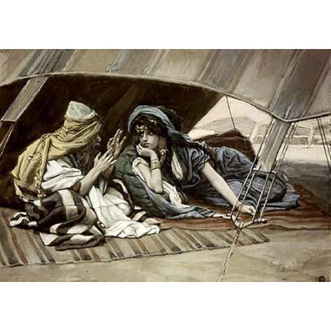 Abrahams Counsel To Sarah Gold Ornate Wood Framed Art Print with Double Matting by Tissot, James