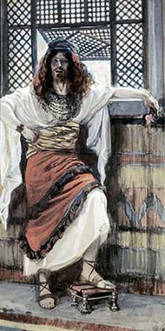 Absalom White Modern Wood Framed Art Print with Double Matting by Tissot, James