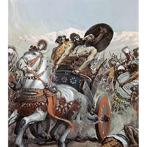 Ahab Pierced By An Arrow Gold Ornate Wood Framed Art Print with Double Matting by Tissot, James