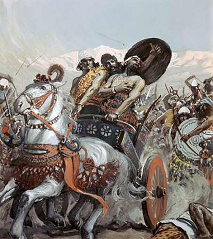 Ahab Pierced By An Arrow White Modern Wood Framed Art Print with Double Matting by Tissot, James