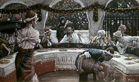 Alabaster Box of Very Precious Ointment White Modern Wood Framed Art Print with Double Matting by Tissot, James