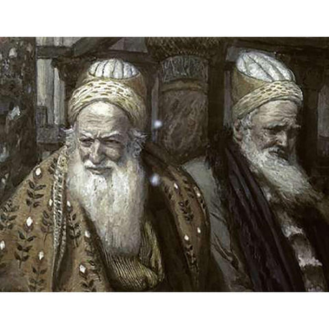 Annas and Caiaphas Gold Ornate Wood Framed Art Print with Double Matting by Tissot, James