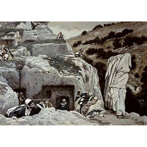 AVintagetles Hiding In The Valley of Hinnom Gold Ornate Wood Framed Art Print with Double Matting by Tissot, James