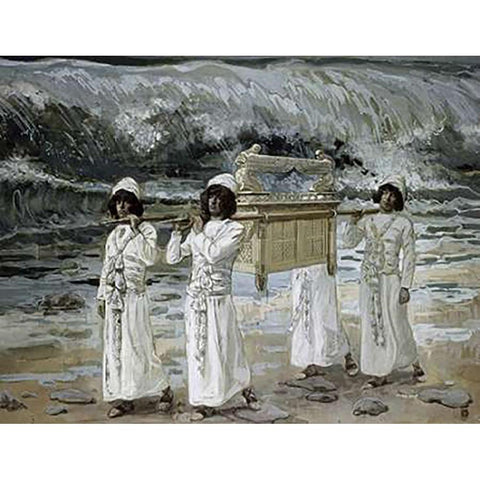 Ark Passes Over The Jordan Black Modern Wood Framed Art Print with Double Matting by Tissot, James