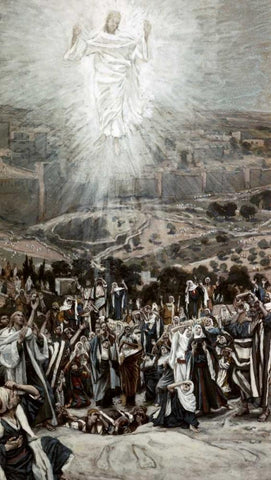 Ascension From The Mount of Olives Black Ornate Wood Framed Art Print with Double Matting by Tissot, James Jacques