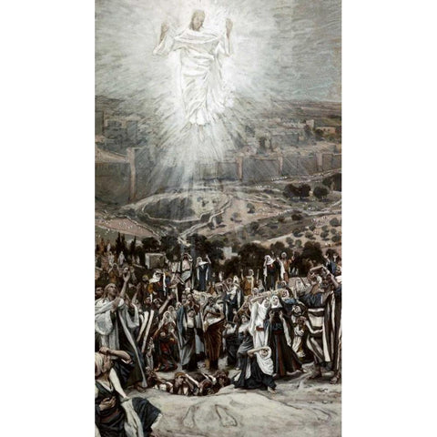 Ascension From The Mount of Olives Black Modern Wood Framed Art Print by Tissot, James Jacques
