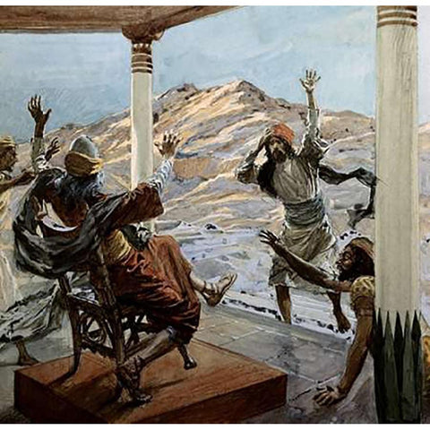 Bad News Black Modern Wood Framed Art Print with Double Matting by Tissot, James