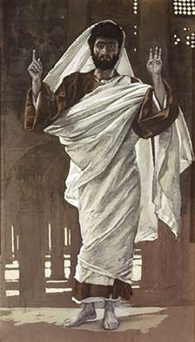 Bartholomew White Modern Wood Framed Art Print with Double Matting by Tissot, James