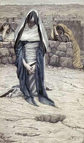 Blessed Virgin In Old Age White Modern Wood Framed Art Print with Double Matting by Tissot, James