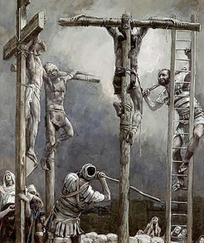 Breaking The Thieves Legs White Modern Wood Framed Art Print with Double Matting by Tissot, James
