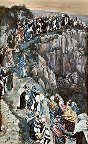 Brow of The Hill Near Nazareth White Modern Wood Framed Art Print with Double Matting by Tissot, James