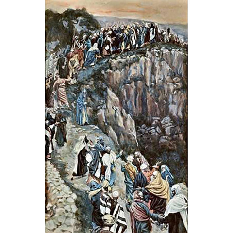 Brow of The Hill Near Nazareth Gold Ornate Wood Framed Art Print with Double Matting by Tissot, James