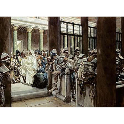 But No Man Laid Hands Upon Him White Modern Wood Framed Art Print by Tissot, James