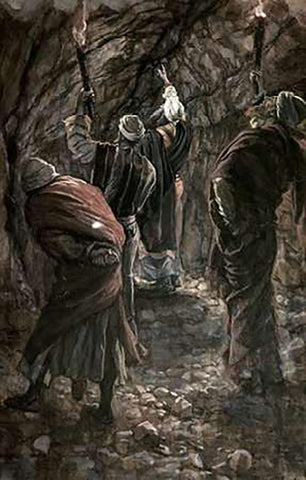 Chasm In The Rock of Calvary White Modern Wood Framed Art Print with Double Matting by Tissot, James