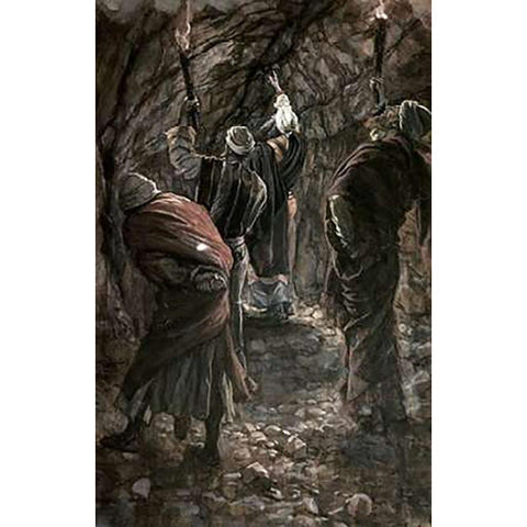 Chasm In The Rock of Calvary Gold Ornate Wood Framed Art Print with Double Matting by Tissot, James