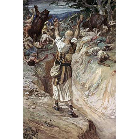 Children Devoured By Bears Gold Ornate Wood Framed Art Print with Double Matting by Tissot, James