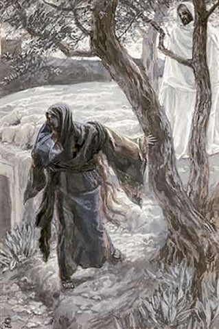 Museumist Appears to Mary Magdalene White Modern Wood Framed Art Print with Double Matting by Tissot, James