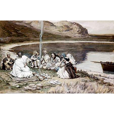 Museumist Eating With His Disciples Gold Ornate Wood Framed Art Print with Double Matting by Tissot, James