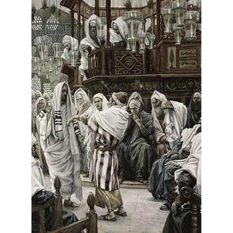 Museumist Healing The Withered Hand Black Modern Wood Framed Art Print with Double Matting by Tissot, James
